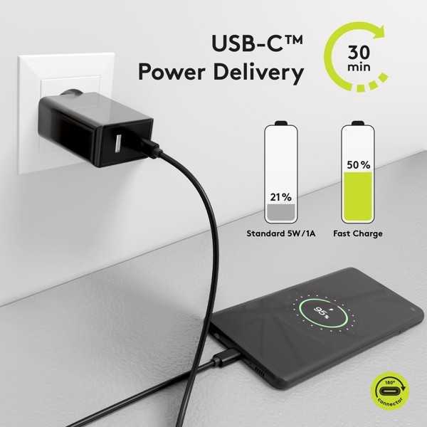 USB-C-kaapeli, 1 m, musta