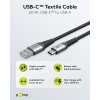 USB-C - USB-A -tekstiilikaapeli metalliliittimillä (tähtiharmaa/hopea), 0,5 m
