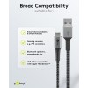 USB-C - USB-A -tekstiilikaapeli metalliliittimillä (tähtiharmaa/hopea), 0,5 m