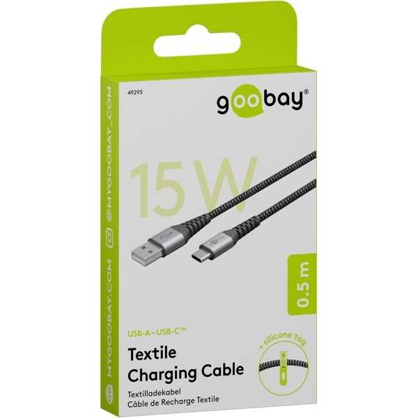 USB-C - USB-A -tekstiilikaapeli metalliliittimillä (tähtiharmaa/hopea), 0,5 m