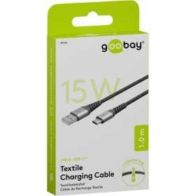 USB-C - USB-A -tekstiilikaapeli metalliliittimillä (tähtiharmaa/hopea), 1 m