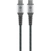 USB-C - USB-C -tekstiilikaapeli metalliliittimillä (tähtiharmaa/hopea), 0,5 m