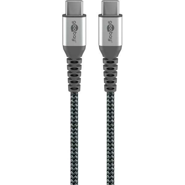 USB-C - USB-C -tekstiilikaapeli metalliliittimillä (tähtiharmaa/hopea), 1 m