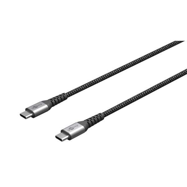 USB-C - USB-C -tekstiilikaapeli metalliliittimillä (tähtiharmaa/hopea), 1 m