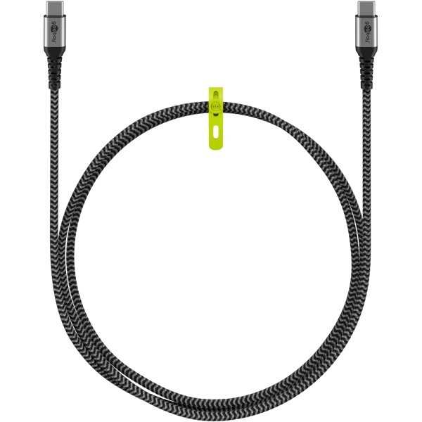 USB-C - USB-C -tekstiilikaapeli metalliliittimillä (tähtiharmaa/hopea), 1 m