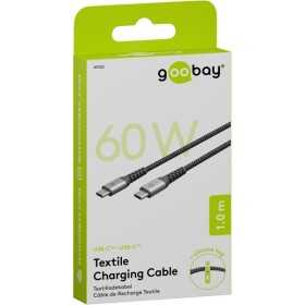 USB-C - USB-C -tekstiilikaapeli metalliliittimillä (tähtiharmaa/hopea), 1 m