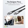 USB-C - USB-C -tekstiilikaapeli metalliliittimillä (tähtiharmaa/hopea), 2 m