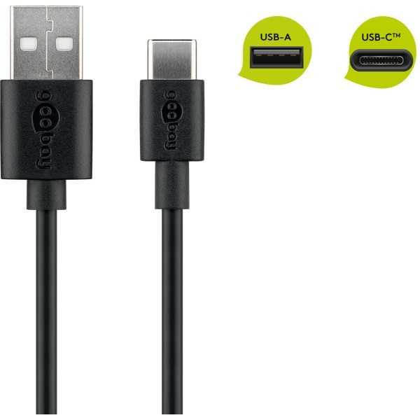USB-C-lataus- ja synkronointikaapeli (USB-A, USB-C), 0,5metriä.
