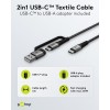 2in1 USB-tekstiilikaapeli, tähtiharmaa/hopea, 3 m