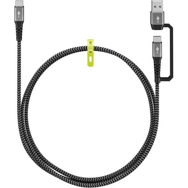 2in1 USB-tekstiilikaapeli, tähtiharmaa/hopea, 3 m