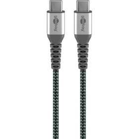 USB-C - USB-C -tekstiilikaapeli metalliliittimillä (tähtiharmaa/hopea), 0,15 m