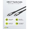 USB-C - USB-C -tekstiilikaapeli metalliliittimillä (tähtiharmaa/hopea), 0,15 m