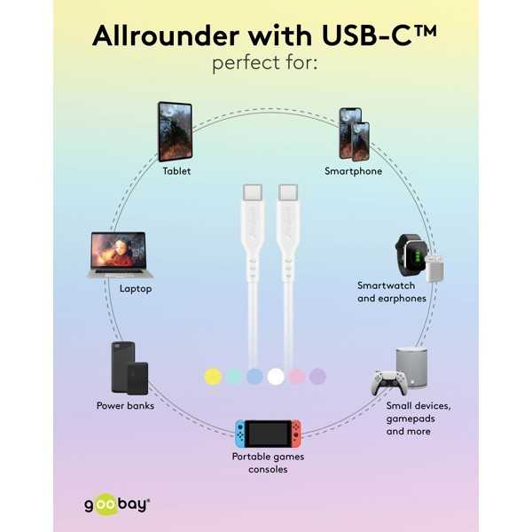 USB-C-silikonikaapeli, 1,5 m, pinkki