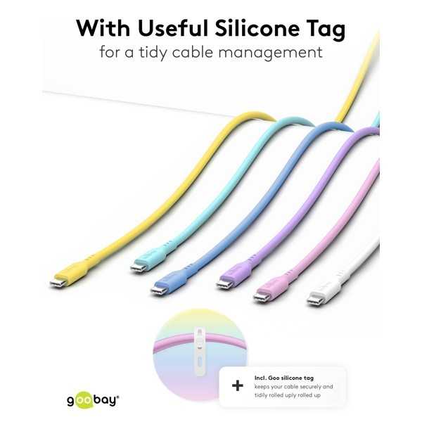 USB-C silikonikaapeli, 1,5 m, turkoosi
