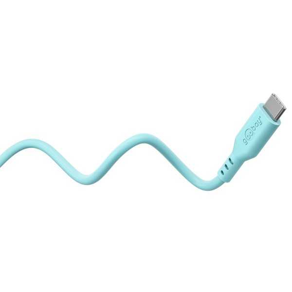 USB-C silikonikaapeli, 1,5 m, turkoosi