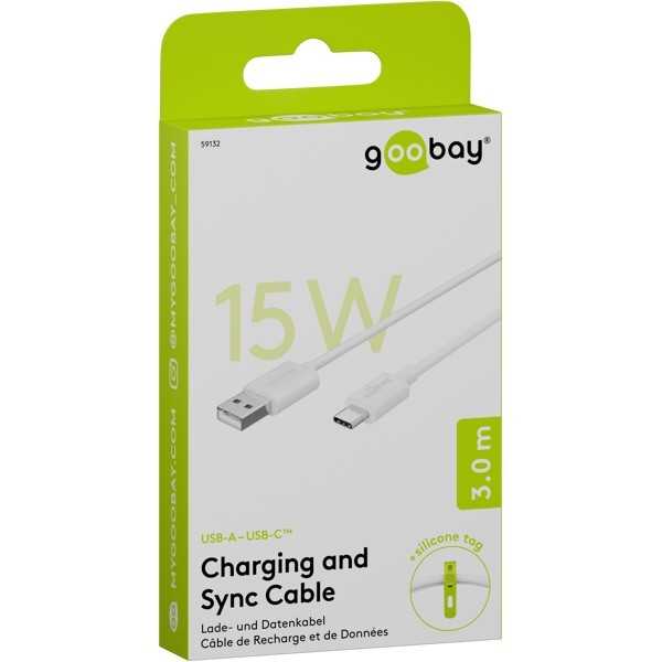 USB-C-lataus- ja synkronointikaapeli (USB-A, USB-C)