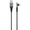 USB-C - USB-A -tekstiilikaapeli metalliliittimillä (tähtiharmaa/hopea), 90°, 1 m