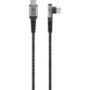 USB-C - USB-C -tekstiilikaapeli metalliliittimillä (tähtiharmaa/hopea), 90°, 0,5 m