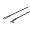 USB-C - USB-C -tekstiilikaapeli metalliliittimillä (tähtiharmaa/hopea), 90°, 0,5 m