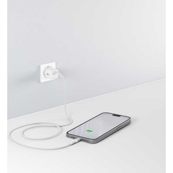 USB-C Supersoft -tekstiilikaapeli metalliliittimillä, 0,5 m, valkoinen