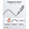 USB-C Supersoft -tekstiilikaapeli metalliliittimillä, 1 m, valkoinen