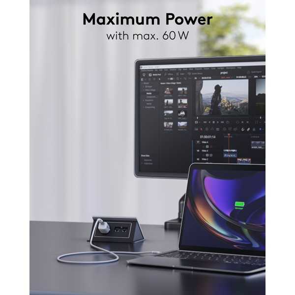 USB-C Supersoft -tekstiilikaapeli metalliliittimillä, 3 m, valkoinen