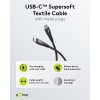 USB-C Supersoft -tekstiilikaapeli metalliliittimillä, 2 m, musta