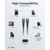 USB-C Supersoft -tekstiilikaapeli metalliliittimillä, 2 m, musta