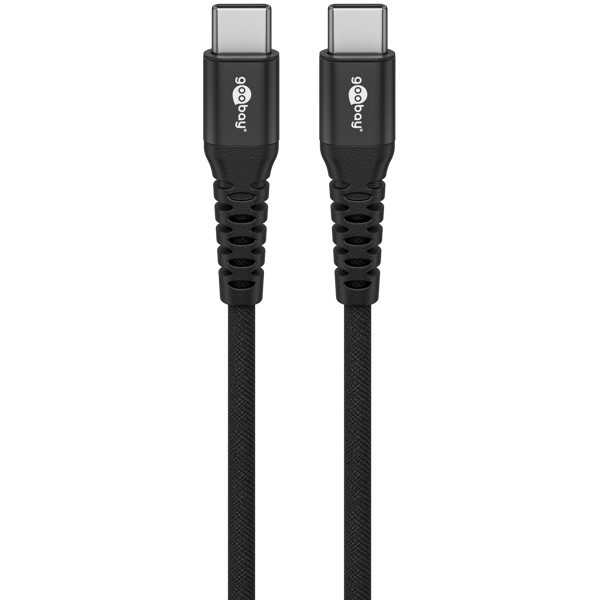 USB-C Supersoft -tekstiilikaapeli metalliliittimillä, 2 m, musta