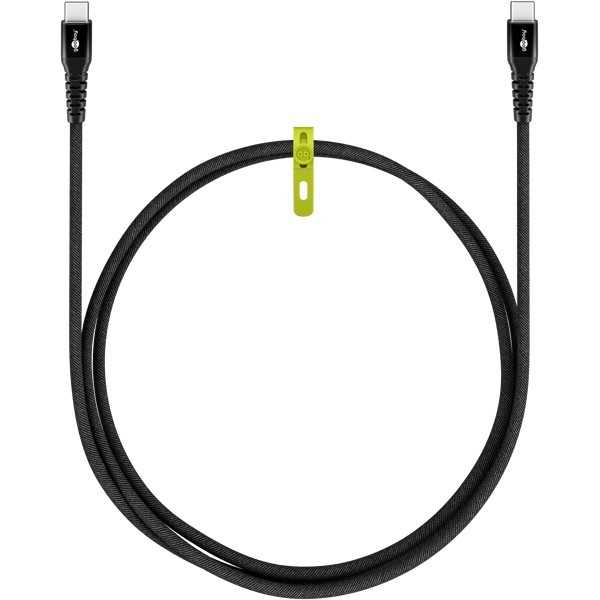 USB-C Supersoft -tekstiilikaapeli metalliliittimillä, 2 m, musta