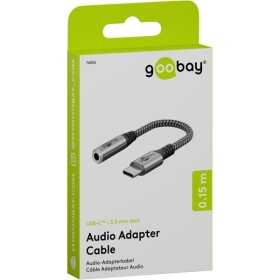 USB-C-sovitin Jackiin, 3,5 mm AUX, 0,15metriä.