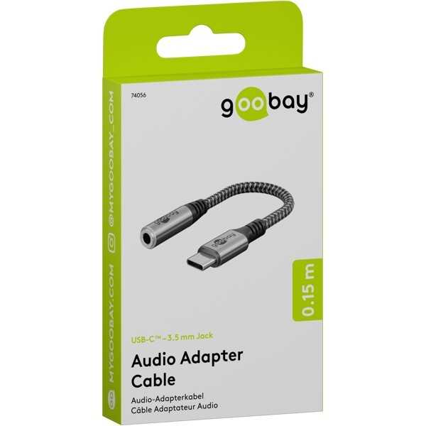 USB-C-sovitin Jackiin, 3,5 mm AUX, 0,15metriä.