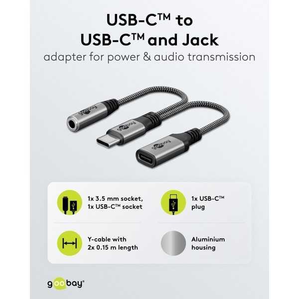 USB-C-sovitin USB-C:hen ja Jackiin, 3,5 mm AUX
