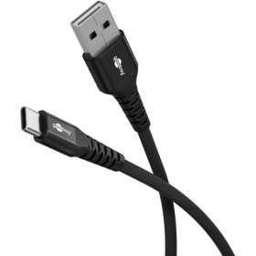 USB-C - USB-A Supersoft -tekstiilikaapeli metalliliittimillä, 1 m, musta