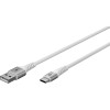 USB-C - USB-A Supersoft -tekstiilikaapeli metalliliittimillä, 0,5 m, valkoinen