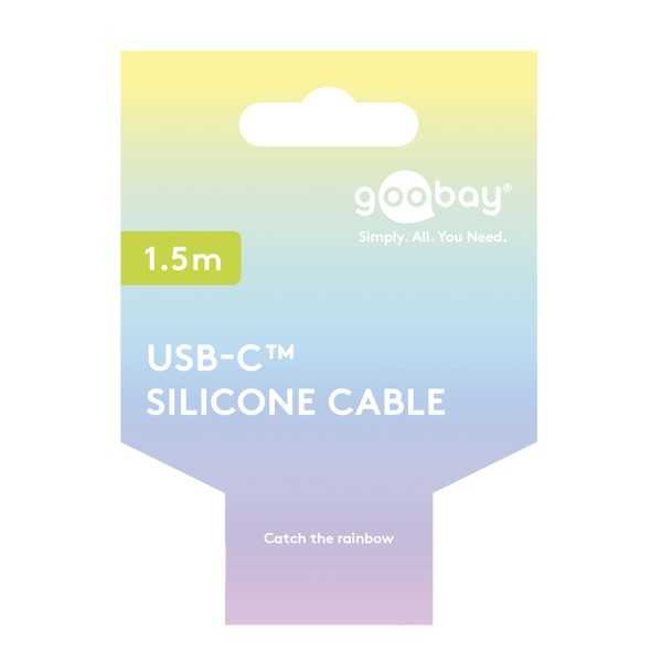 USB-C-silikonikaapeli, 1,5 m, keltainen