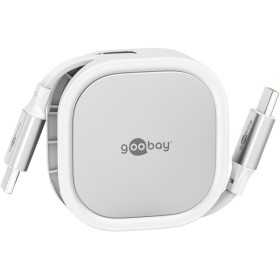 Itsekelautumiskaapeli USB-C, 1 m, valkoinen/hopea