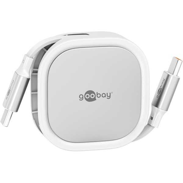 Itsekelautumiskaapeli USB-C, 1 m, valkoinen/hopea