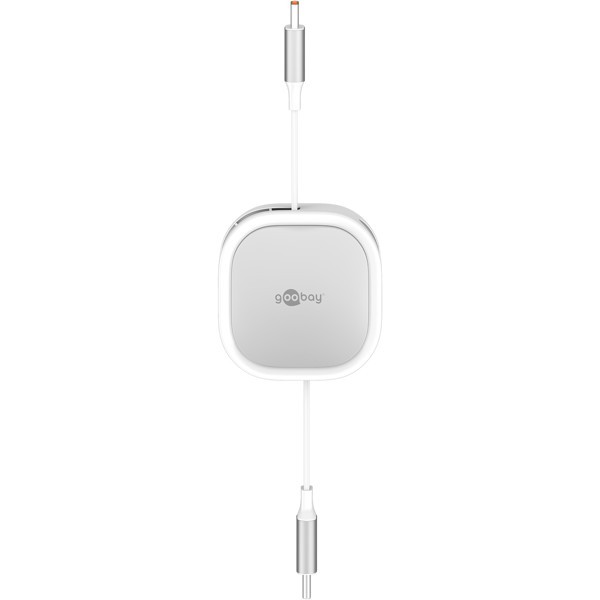 Itsekelautumiskaapeli USB-C, 1 m, valkoinen/hopea