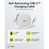 Itsekelautumiskaapeli USB-C, 1 m, valkoinen/hopea
