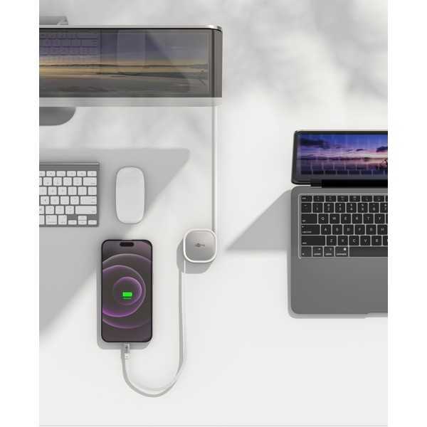 Itsekelautumiskaapeli USB-C, 1 m, valkoinen/hopea