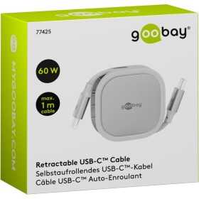 Itsekelautumiskaapeli USB-C, 1 m, valkoinen/hopea