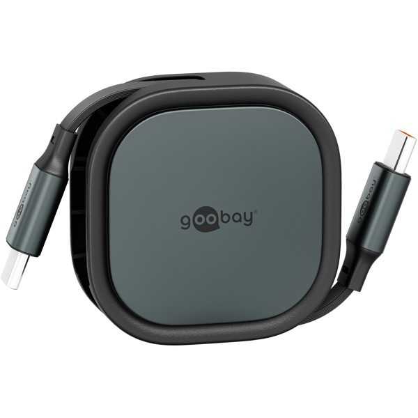 Itsekelautuvakaapeli USB-C, 1 m, musta/ hopea