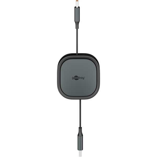 Itsekelautuvakaapeli USB-C, 1 m, musta/ hopea