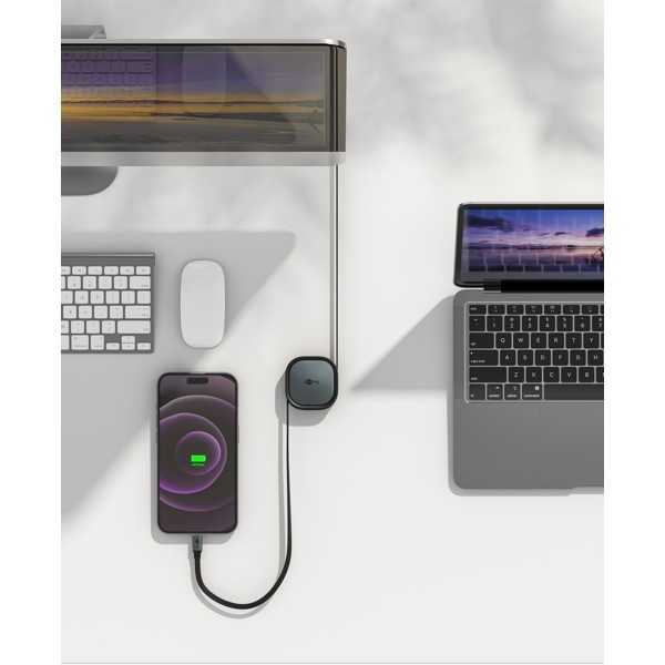Itsekelautuvakaapeli USB-C, 1 m, musta/ hopea