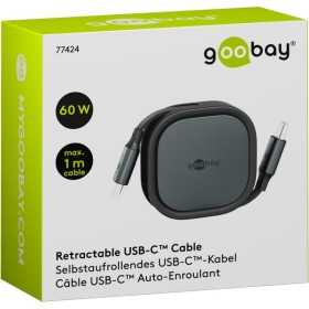 Itsekelautuvakaapeli USB-C, 1 m, musta/ hopea