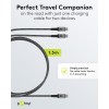 USB-C-tekstiilikaapeli, 60 W, virransyöttö, 1,5 m, musta/harmaa