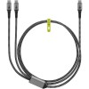 USB-C-tekstiilikaapeli, 60 W, virransyöttö, 1,5 m, musta/harmaa
