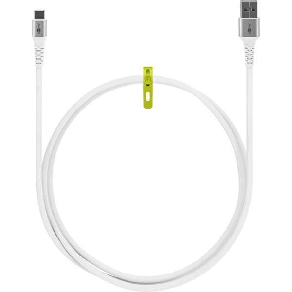 USB-C - USB-A Supersoft -tekstiilikaapeli metalliliittimillä, 3 m, valkoinen