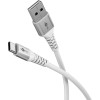 USB-C - USB-A Supersoft -tekstiilikaapeli metalliliittimillä, 2 m, valkoinen